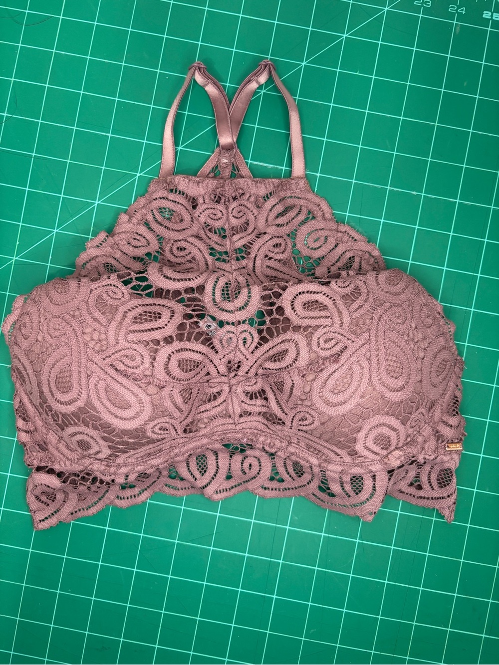 PINK Victoria's Secret Women’s Mauve Pink Lace Push Up Bralette Pink Logo Tag
